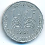 Гваделупа, 1 франк (1921 г.)