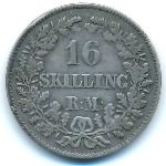 Дания, 16 скиллингов ригсмонт (1858 г.)