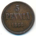 Finland, 5 pennia, 1866