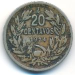 Chile, 20 centavos, 1924