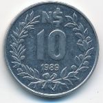 Uruguay, 10 nuevos pesos, 1989