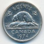Canada, 5 центов, 1974