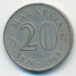 Malaysia, 20 sen, 1968