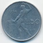 Italy, 50 lire, 1956