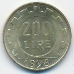 Italy, 200 lire, 1998