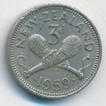 New Zealand, 3 pence, 1959