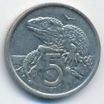 New Zealand, 5 cents, 1975