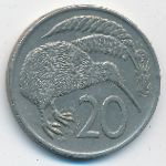New Zealand, 20 cents, 1975
