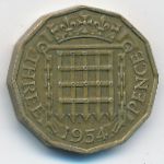 Великобритания, 3 пенса (1954 г.)
