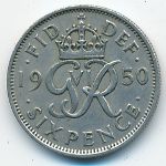 Great Britain, 6 pence, 1950