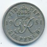 Great Britain, 6 pence, 1951