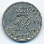 Great Britain, 6 pence, 1951