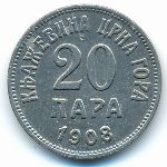 Montenegro, 20 para, 1908