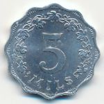 Malta, 5 mils, 1972