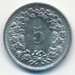 Switzerland, 5 rappen, 1968