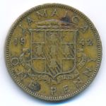 Jamaica, 1 penny, 1942