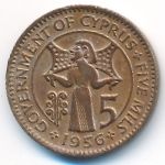 Cyprus, 5 mils, 1956