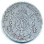 Франция, 5 франков (1868 г.)