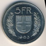 Switzerland, 5 francs, 1982–1984
