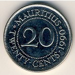 Mauritius, 20 cents, 1987–2016